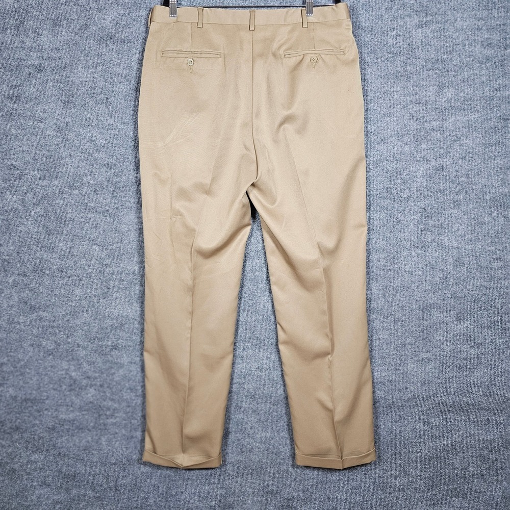 Jos A Bank Leadbetter Golf Pants Mens 36x32 Tan Pleated Cuffed Khaki Trousers - Picture 12 of 13